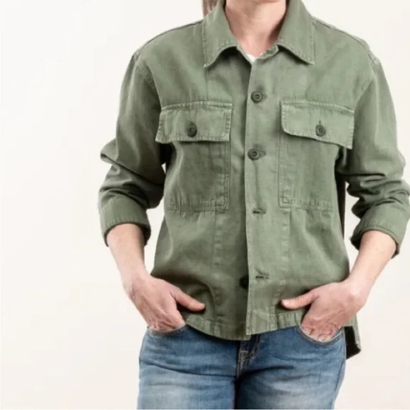 EUC AMO Tiered Ruffle Back Army Shirt Jacket
Size Small - Picture 2 of 7